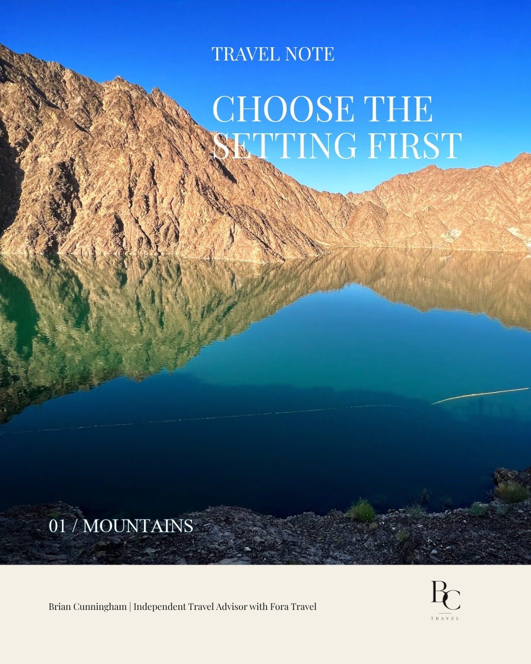 Travel Note with Hatta mountain and lake photograph